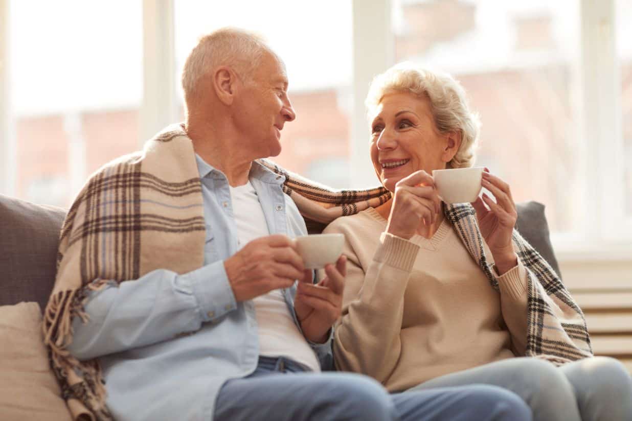 Couple enjoying their home in a senior living community.