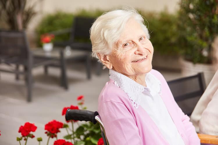 A portrait of a senior woman.