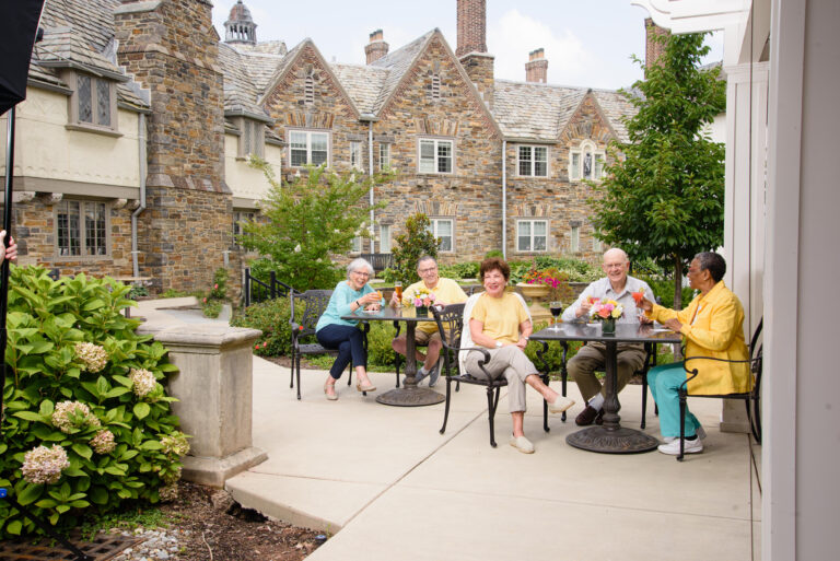 seniors sitting on patio