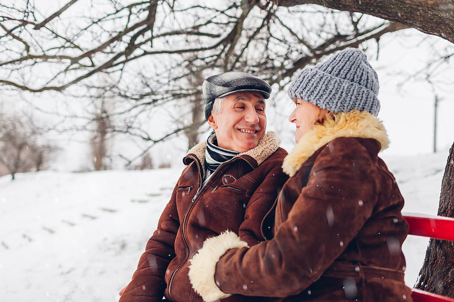 Seniors are combating the winter blues by taking a walk outside together.
